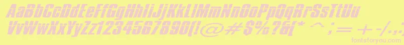 Impossible500-Schriftart – Rosa Schriften auf gelbem Hintergrund