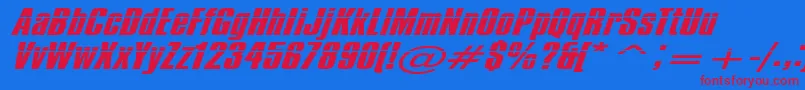 Impossible500 Font – Red Fonts on Blue Background