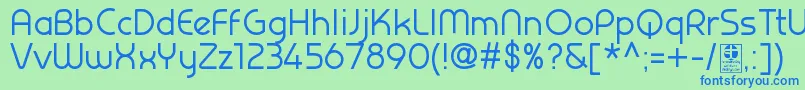 Czcionka PrestijRegularDemo – niebieskie czcionki na zielonym tle