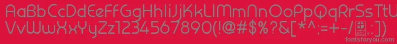 フォントPrestijRegularDemo – 赤い背景に灰色の文字