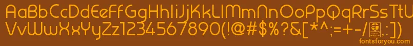 PrestijRegularDemo Font – Orange Fonts on Brown Background