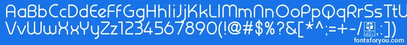 PrestijRegularDemo-Schriftart – Weiße Schriften auf blauem Hintergrund