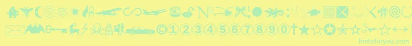 Swansymbolc Font – Green Fonts on Yellow Background