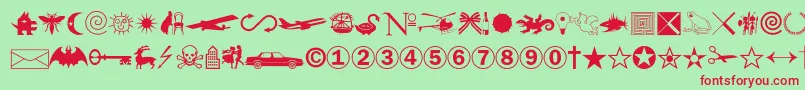 Swansymbolc Font – Red Fonts on Green Background