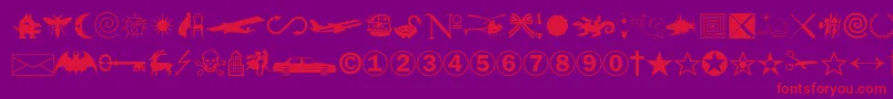 Swansymbolc-Schriftart – Rote Schriften auf violettem Hintergrund