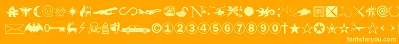 Swansymbolc-fontti – keltaiset fontit oranssilla taustalla