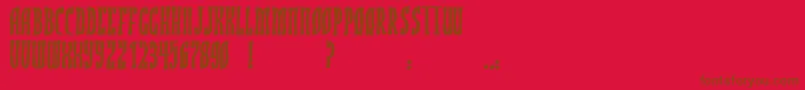 JmhRojoBold-Schriftart – Braune Schriften auf rotem Hintergrund
