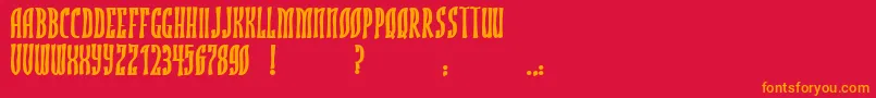 JmhRojoBold-Schriftart – Orangefarbene Schriften auf rotem Hintergrund