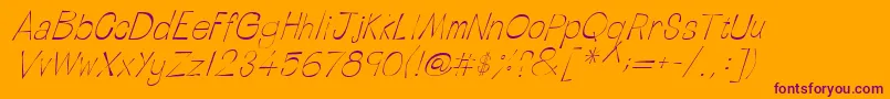 Czcionka LinotypetapesideLightoblique – fioletowe czcionki na pomarańczowym tle