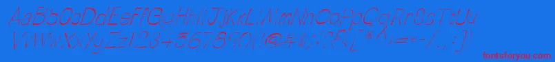 LinotypetapesideLightoblique Font – Red Fonts on Blue Background