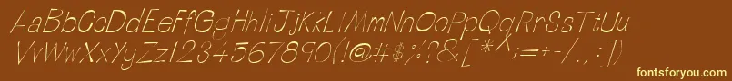 LinotypetapesideLightoblique-fontti – keltaiset fontit ruskealla taustalla