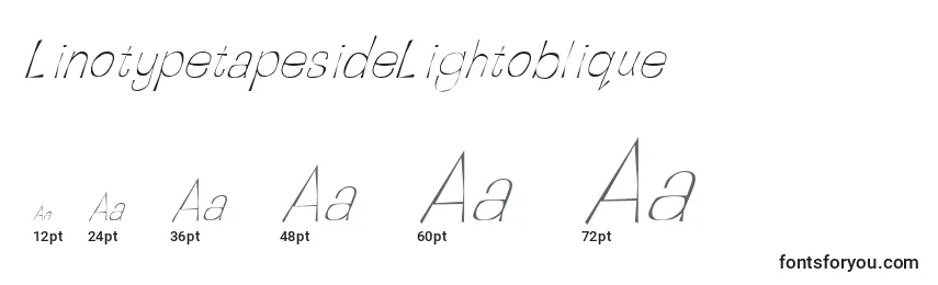 Размеры шрифта LinotypetapesideLightoblique