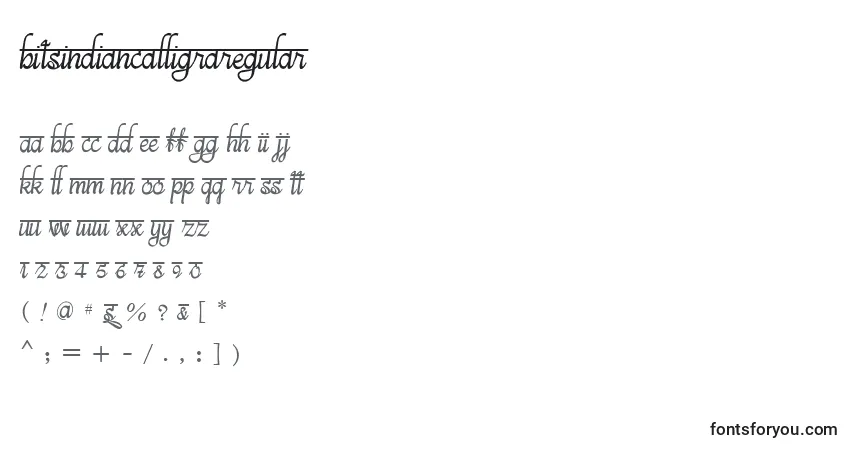 Czcionka BitsindiancalligraRegular – alfabet, cyfry, specjalne znaki