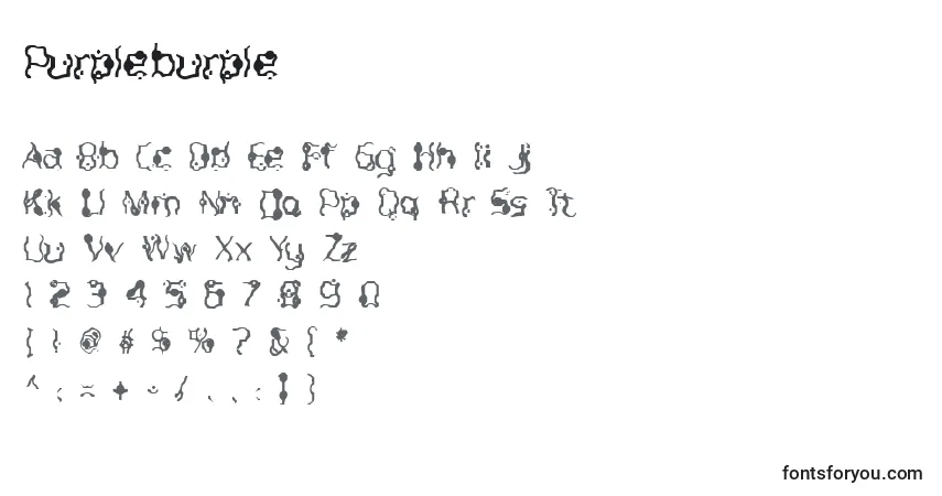 A fonte Purpleburple – alfabeto, números, caracteres especiais