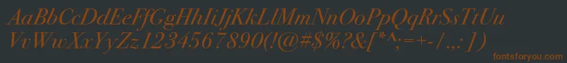 Bodoni72cItalic Font – Brown Fonts on Black Background