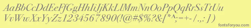 Bodoni72cItalic Font – Gray Fonts on Yellow Background