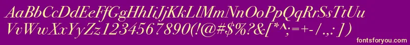 Bodoni72cItalic Font – Yellow Fonts on Purple Background