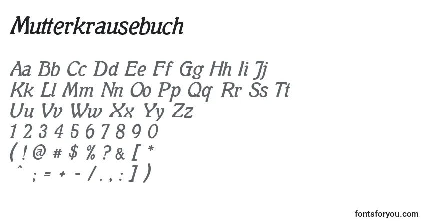 Mutterkrausebuch Font – alphabet, numbers, special characters