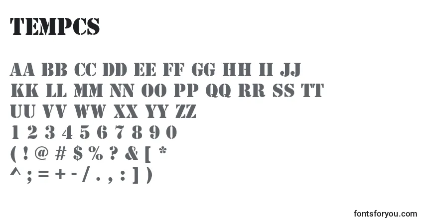 Tempcs Font – alphabet, numbers, special characters