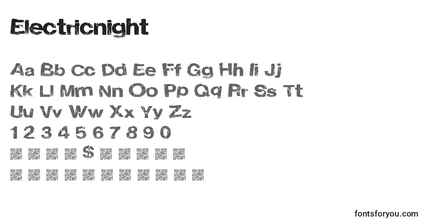 Electricnight-fontti – aakkoset, numerot, erikoismerkit