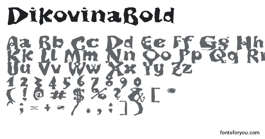 A fonte DikovinaBold – alfabeto, números, caracteres especiais