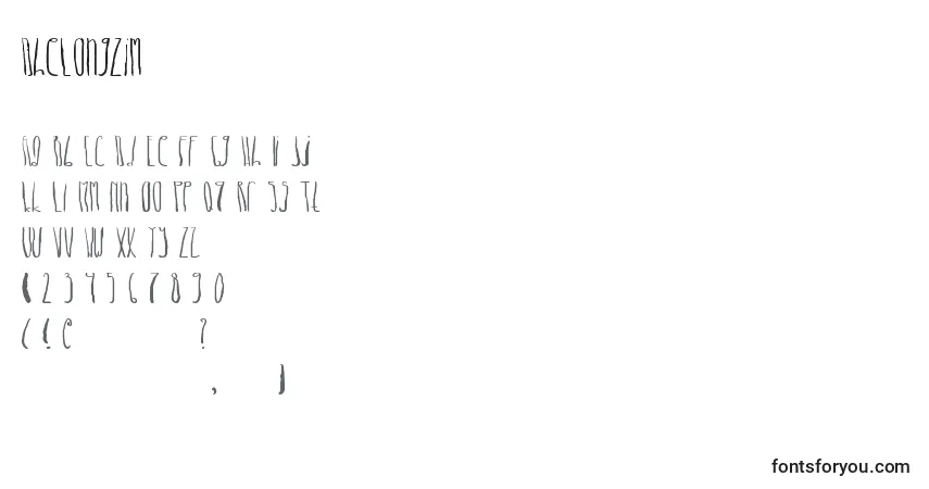 A fonte DheLongZim – alfabeto, números, caracteres especiais