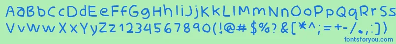 Fonte SkidoothinRh – fontes azuis em um fundo verde