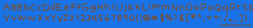 フォントSkidoothinRh – 茶色の文字が青い背景にあります。