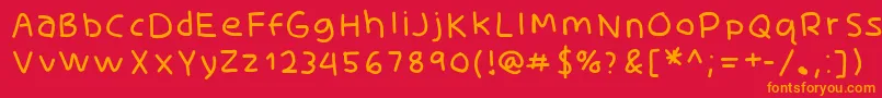 フォントSkidoothinRh – 赤い背景にオレンジの文字