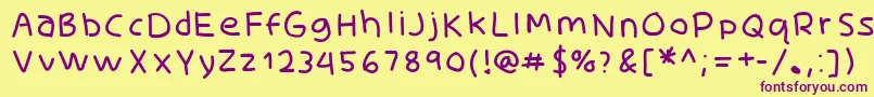 SkidoothinRh Font – Purple Fonts on Yellow Background