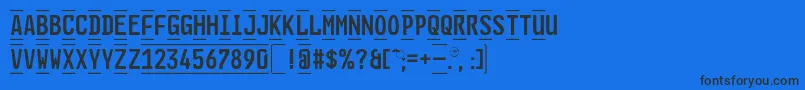 GlNummernschildBEng-Schriftart – Schwarze Schriften auf blauem Hintergrund