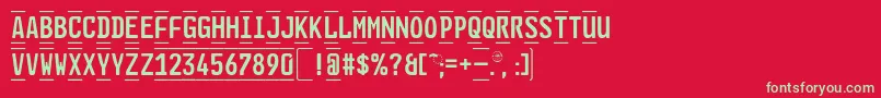 フォントGlNummernschildBEng – 赤い背景に緑の文字