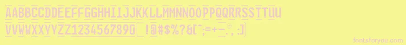 GlNummernschildBEng-fontti – vaaleanpunaiset fontit keltaisella taustalla