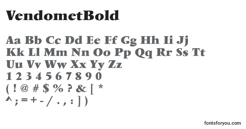 Шрифт VendometBold – алфавит, цифры, специальные символы