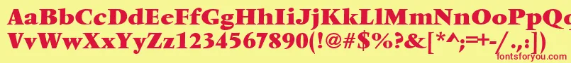 フォントVendometBold – 赤い文字の黄色い背景