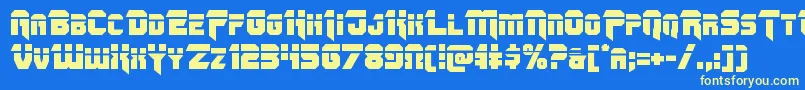 Omegaforcelaser11 Font – Yellow Fonts on Blue Background