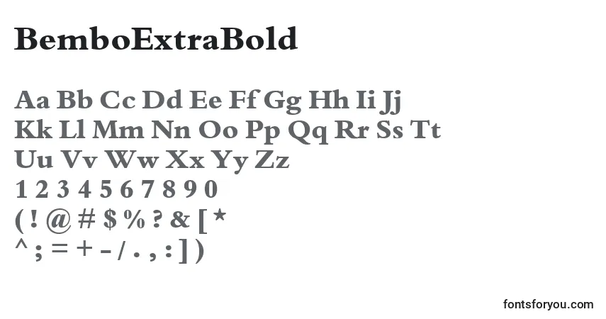 Шрифт BemboExtraBold – алфавит, цифры, специальные символы