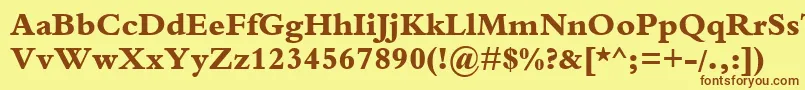 フォントBemboExtraBold – 茶色の文字が黄色の背景にあります。