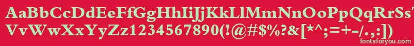 フォントBemboExtraBold – 赤い背景に緑の文字