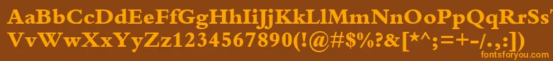 フォントBemboExtraBold – オレンジ色の文字が茶色の背景にあります。