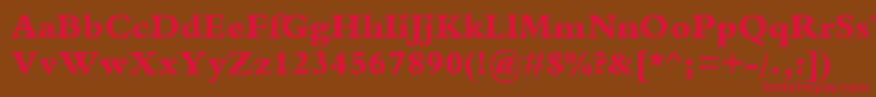 フォントBemboExtraBold – 赤い文字が茶色の背景にあります。