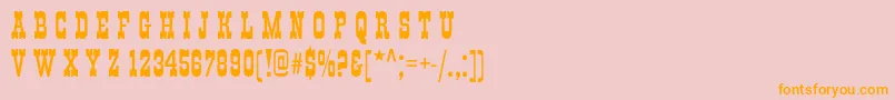 フォントItalianskye – オレンジの文字がピンクの背景にあります。