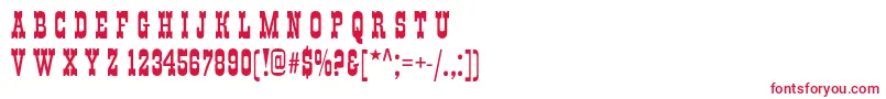 フォントItalianskye – 白い背景に赤い文字