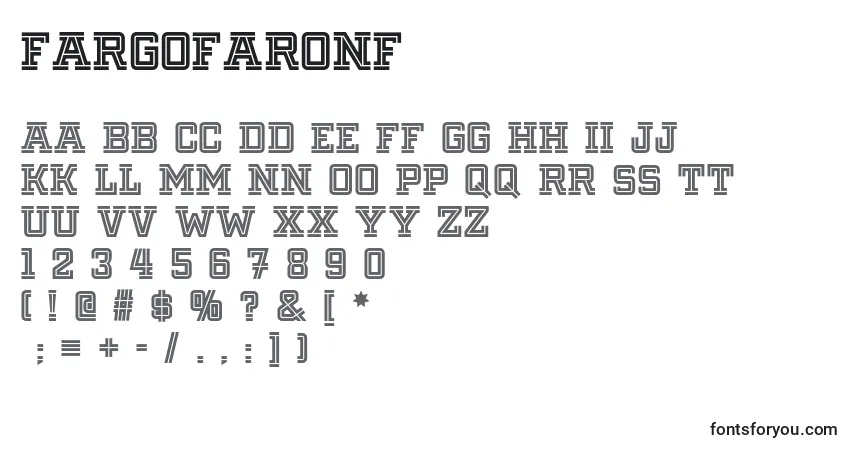 Czcionka Fargofaronf – alfabet, cyfry, specjalne znaki