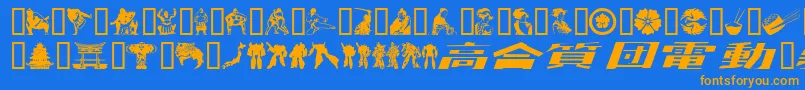fuente Japanapush – Fuentes Naranjas Sobre Fondo Azul