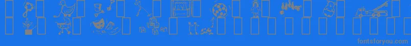 Toys-Schriftart – Graue Schriften auf blauem Hintergrund