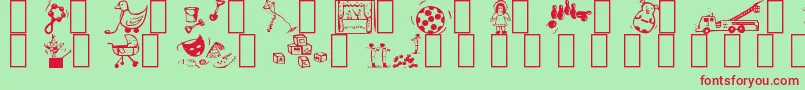Toys Font – Red Fonts on Green Background