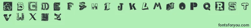 フォントWeirdCuts – 緑の背景に黒い文字