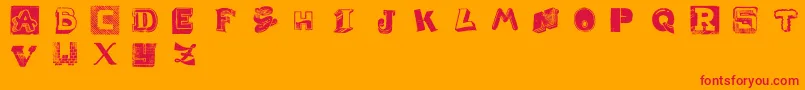 WeirdCuts Font – Red Fonts on Orange Background