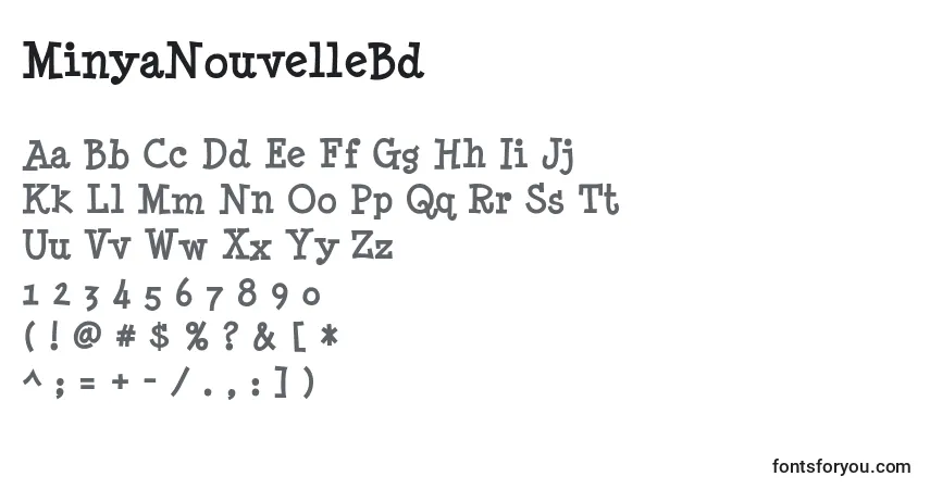 A fonte MinyaNouvelleBd – alfabeto, números, caracteres especiais